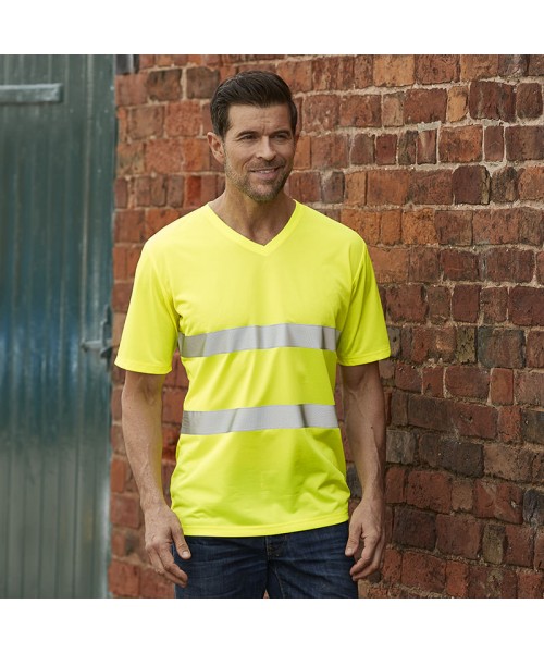 Plain Hi-vis top cool super light v-neck t-shirt Yoko 130 GSM